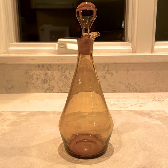 Scandinavian Hand Blown MCM Decanter Pitcher & Stopper Excellent Condition - Picture 8 of 11